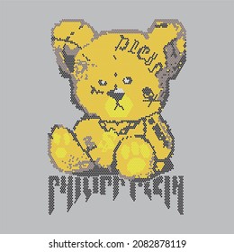Rhinestone heat transfer prints designed for textile clothing fashion.Bad bear rhinestone design.