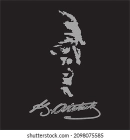 Rhinestone heat transfer prints designed for textile clothing fashion.Ataturk rhinestone design.