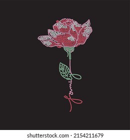 Rhinestone heat transfer prints designed for textile clothing fashion.Beatiful rose rhinestone design.