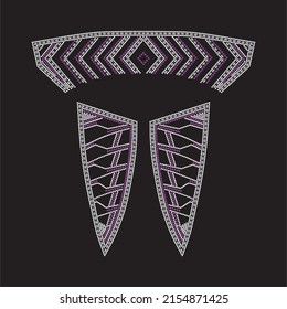 Impresiones de transferencia de calor de rocas diseñadas para la moda de ropa textil.Diseño de raqueta de cuello de chaqueta bonito.