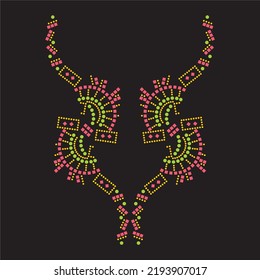 Rhinestone heat transfer prints designed for textile clothing fashion.Beatiful necklace rhinestone design.
