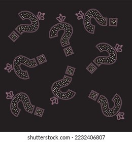 Impresiones de transferencia de calor de Rhinestone diseñadas para la moda de ropa textil.Diseño de piedra de icono de signo de interrogación.