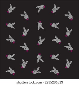 Rhinestone heat transfer prints designed for textile clothing fashion.Beatiful playboy bunny rhinestone design.