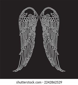 Rhinestone heat transfer prints designed for textile clothing fashion.Beatiful wings rhinestone design.