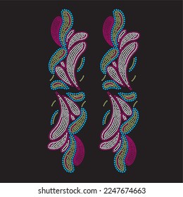 Rhinestone heat transfer prints designed for textile clothing fashion.Beatiful ethnic rhinestone design.