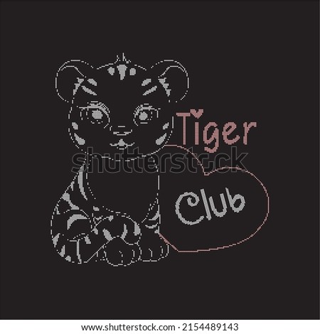 Rhinestone heat transfer prints designed for textile clothing fashion.Beatiful cutie tiger  rhinestone design.