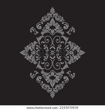 Rhinestone heat transfer prints designed for textile clothing fashion.Beatiful ethnic rhinestone design.