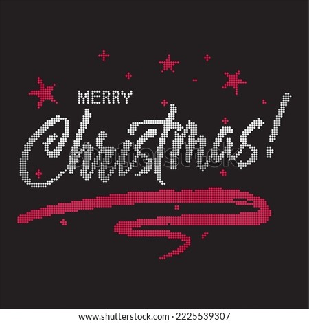 Rhinestone heat transfer prints designed for textile clothing fashion.Beatiful merry christmas words rhinestone design.