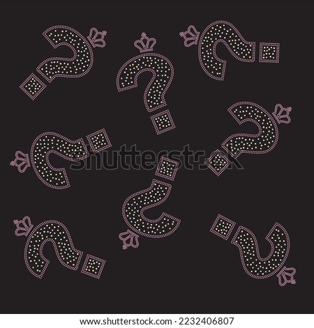 Rhinestone heat transfer prints designed for textile clothing fashion.Beatiful question mark icon rhinestone design.