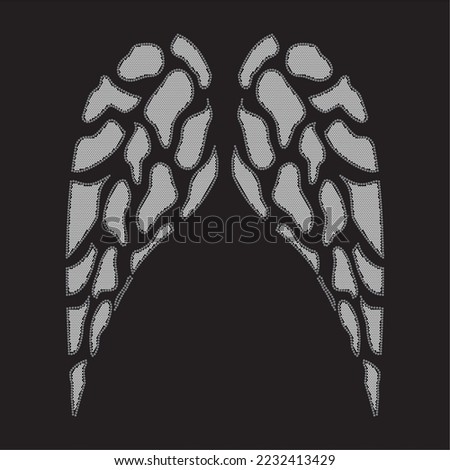 Rhinestone heat transfer prints designed for textile clothing fashion.Beatiful wing rhinestone design.