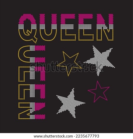 Rhinestone heat transfer prints designed for textile clothing fashion.Beatiful queen icon rhinestone design.