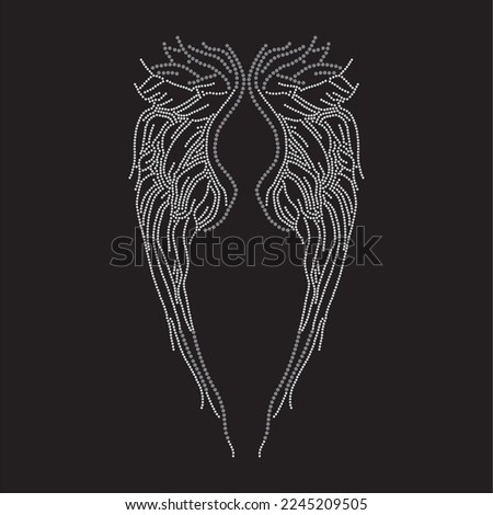 Rhinestone heat transfer prints designed for textile clothing fashion.Beatiful wing rhinestone design.