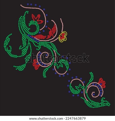 Rhinestone heat transfer prints designed for textile clothing fashion.Beatiful floral rhinestone design.