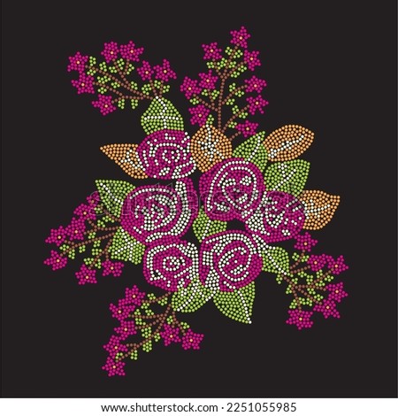 Rhinestone heat transfer prints designed for textile clothing fashion.Beatiful floral rhinestone design.