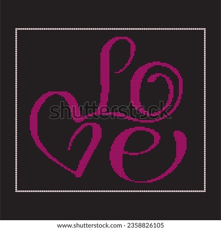 Rhinestone heat transfer prints designed for textile clothing fashion.Beatiful love icon rhinestone design.