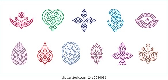 Rhinestone hotfix transfer buti set design for laser cutting, 2.2 mm hole size 6 ss in 381mm x 169.33 mm green square box