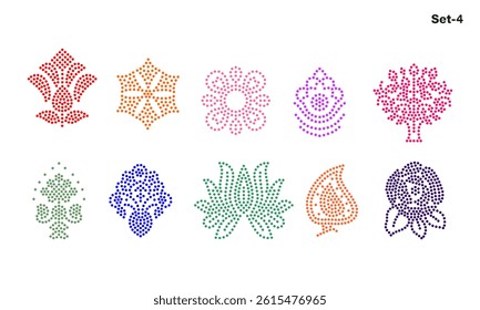 Rhinestone hotfix transfer Buti set design for laser cutting, 2.2 mm hole size 6 ss, paisley, geometrical and floral set no.4