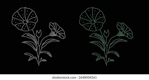 
Rhinestone hotfix transfer design.Abstract beautiful glitter applique rhinestone motif vector design,
Unique modern rhinestone flower vector design,