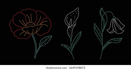 Diseño de transferencia de hotfix de diamantes de imitación. Abstractas hermoso brillo appliqué diseño de Vector de motivo de diamantes de imitación,
Diseño moderno único del Vector de la flor del rhinestone,