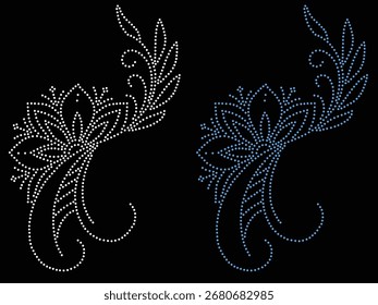 
Rhinestone hotfix transfer design.Abstract crystal, beautiful glitter appliqué rhinestone motif vector design, Unique modern rhinestone flower vector design.