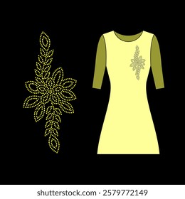 Rhinestone hotfix transfer floral design for ladies suit, kurti and saree, rhinestone design for laser cutting, 2.2 mm hole size 6 ss