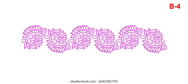 Rhinestone hotfix transfer seamless border design, flower with little leaves in a wavy form, perfect for ladies' suits, sarees, and other clothing material, 2.2 mm or 6 ss stone hole size