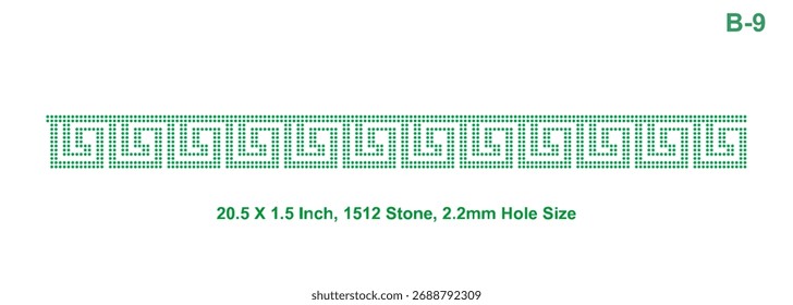 Rhinestone Hotfix Transfer nahtloses Randdesign, geometrisches Spitzenmuster, perfekt für Damenanzüge, Saris und andere Bekleidungsmaterialien, 2,2 mm oder 6 ss Stein Lochgröße.
