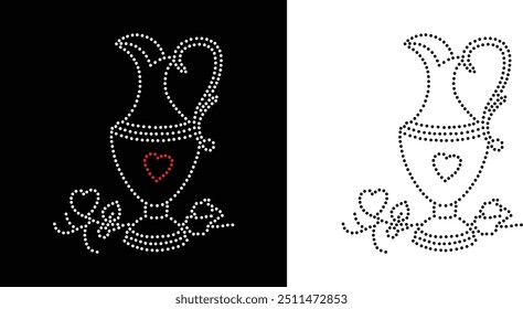 Diseño de Vector de jarra de diamantes de imitación. diseño de Vector de elefante de diamantes de imitación para la ilustración de la decoración del cuello con diamantes de imitación en forma de collar. Rhinestone de la transferencia de la flor. 