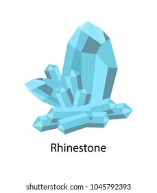 Rhinestone paste or diamante is diamond simulant originally made from rock crystal, vector illustration of precious stone isolated on white background