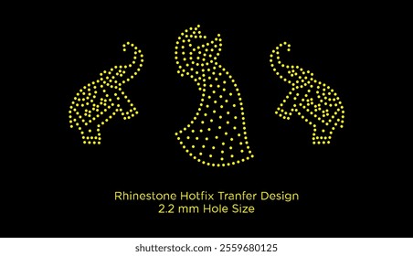 Rhinestone peacock and elephant design for laser cutting, 2.2 mm hole size 6 ss, hotfix transfer vector design