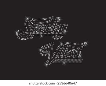 Rhinestone Spooky Vibes for t-shirts, hoodies, jackets, tote bags, cap, phone cases,studios, heat transfer or rhinestone applications on fabrics, DIY Projects, social media ads, 
