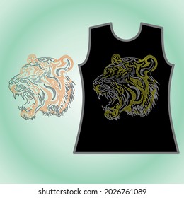 Rhinestone tiger for fashion design T-shirt