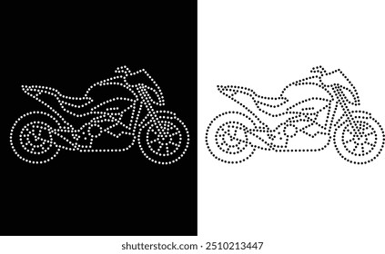 Rhinestone Unique Modern Motorcycle Vector Transfer Design, Rhinestone Design, Rhinestone Pattern Design, Rhinestone Design for T-shirt, RhinestTemplate Royalty-Free Images