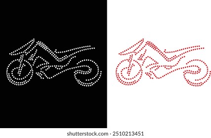 Rhinestone Unique Modern Motorcycle Vector Transfer Design, Rhinestone Design, Rhinestone Pattern Design, Rhinestone Design for T-shirt, RhinestTemplate Royalty-Free Images