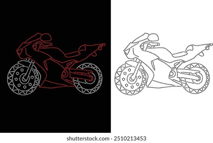 Rhinestone Unique Modern Motorcycle Vector Transfer Design, Rhinestone Design, Rhinestone Pattern Design, Rhinestone Design for T-shirt, RhinestTemplate Royalty-Free Images