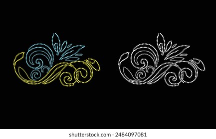 Diseño de Vector de diamantes de imitación. diseño de Vector de elefante de diamantes de imitación para ilustración de decoración de cuello de cuello con diamantes de imitación en forma de collar. Diamantes de imitación de transferencia de flores. 