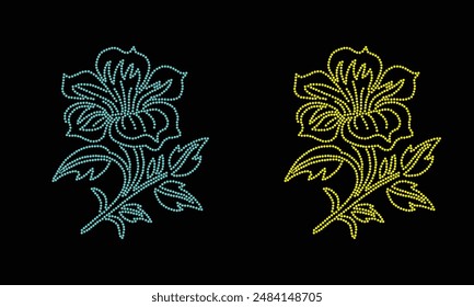Diseño de Vector de diamantes de imitación. diseño de Vector de elefante de diamantes de imitación para ilustración de decoración de cuello de cuello con diamantes de imitación en forma de collar. Diamantes de imitación de transferencia de flores. 