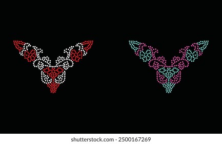 Rhinestone vector Design. rhinestone elephant vector design for Illustration of collar neck decoration with rhinestones in the form of a necklace. Flower  Transfer  Rhinestone. 