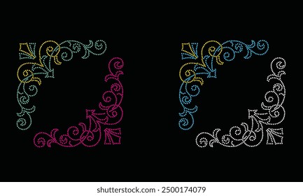 Diseño de Vector de diamantes de imitación. diseño de Vector de elefante de diamantes de imitación para la ilustración de la decoración del cuello con diamantes de imitación en forma de collar. Rhinestone de la transferencia de la flor. 
