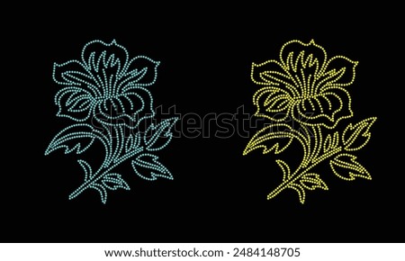 Rhinestone vector Design. rhinestone elephant vector design for Illustration of collar neck decoration with rhinestones in the form of a necklace. Flower  Transfer  Rhinestone. 