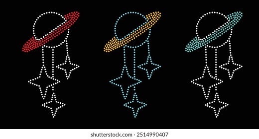 Diseño de Vector de estrella de wold rhinestone Diseño de Vector de elefante de rhinestone para la ilustración de la decoración del cuello con diamantes de imitación en forma de collar. Rhinestone de la transferencia de la flor. 