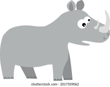 rhino in 2d cartoon style. flat isolated vector