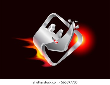 Rhino - 3D metal logo.