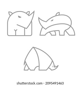 Rhino abstract line vector logo or icon template, sign or symbol.