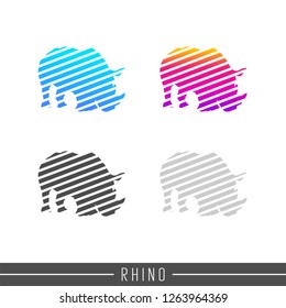 Rhino abstract stripe silhouette. Animal design illustration silhouette