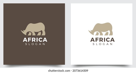 Rhino africa logo design with light and dark background