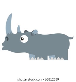 Rhino - African wildlife color vector cartoon