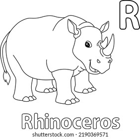 Rhino Alphabet ABC Coloring Page R