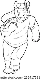 Rhino American Football Sports Animal Vector Graphic Art Illustration