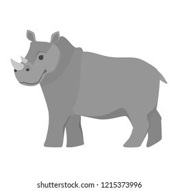 Rhino animal from Africa. African wildlife and nature. Big mammal in safari. Isolated flat vector illustration